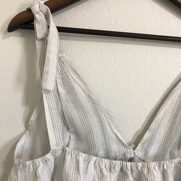 Shein Crop Spaghetti Tie Straps Light Gray with Grey Stripes Tank Top Size L - Picture 9 of 17